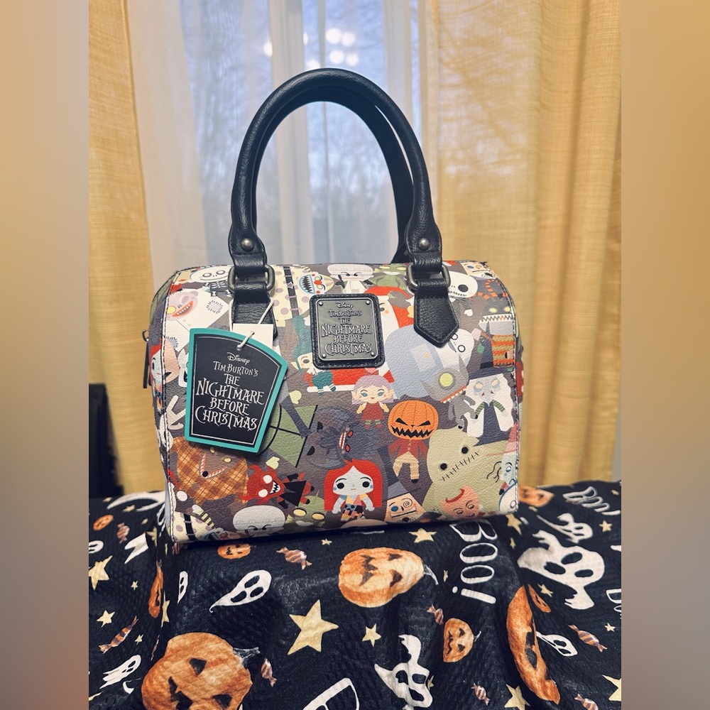 Heart logo nightmare before Christmas loungefly done satchel